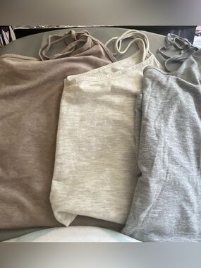 2/25$ H&M Cotton Blend Spaghetti-Strap Camisole Bundle in Oatmeal, Gray, Brown
